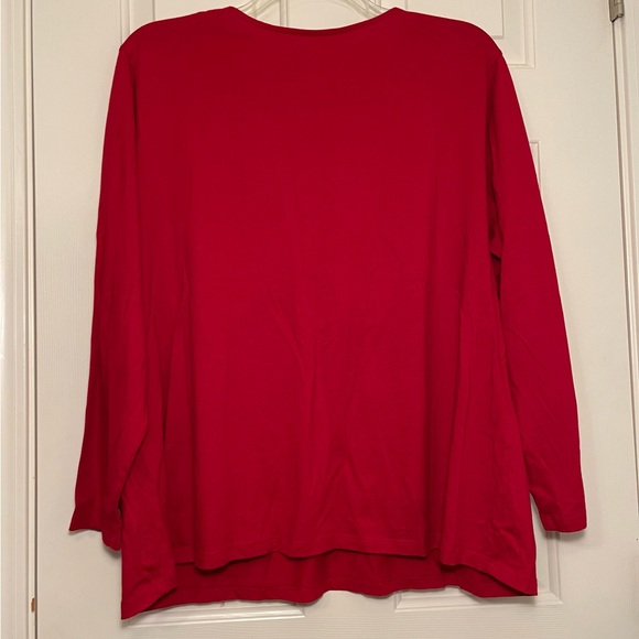 ST. JOHN'S BAY Red Pleated V-Neck Long Sleeve T-Shirt Tee Top Plus Size 2X 18/20 - Picture 5 of 6
